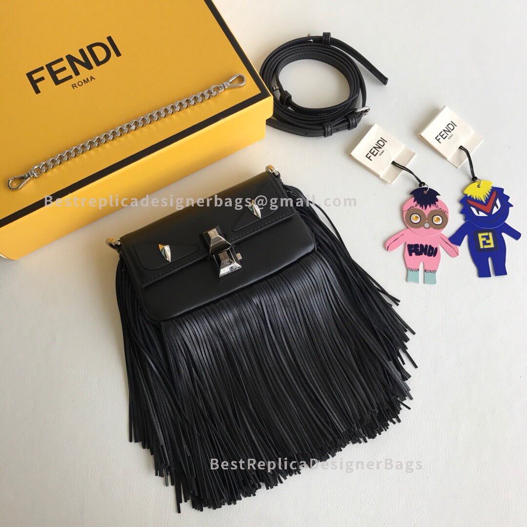 Fendi Baguette Micro Black Tassel Sheepskin Bag 597
